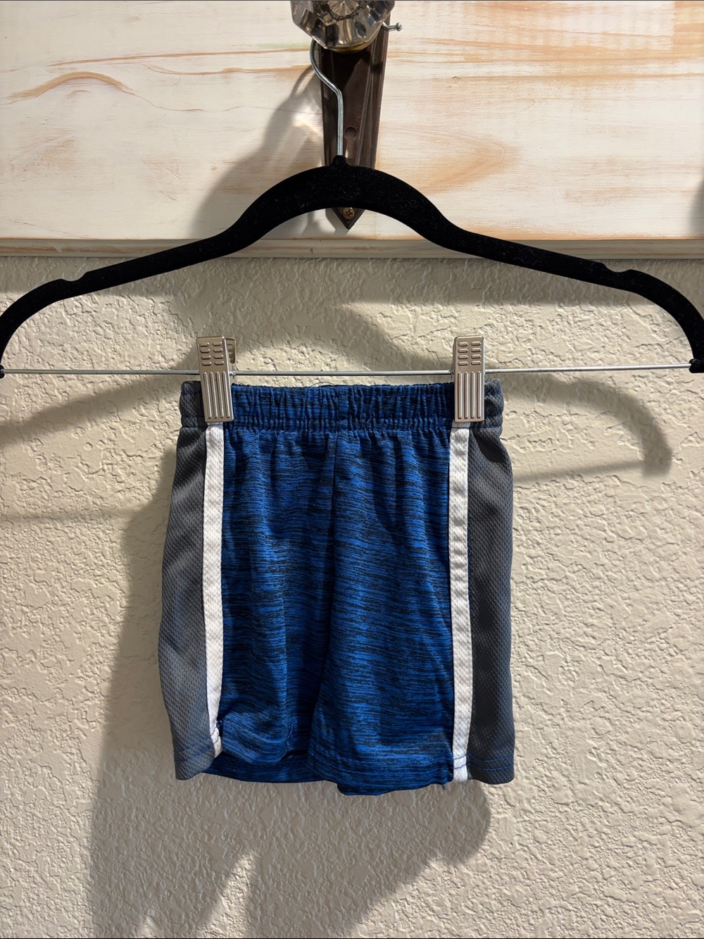 Kids Blue Athletic Shorts with Grey Side Panels